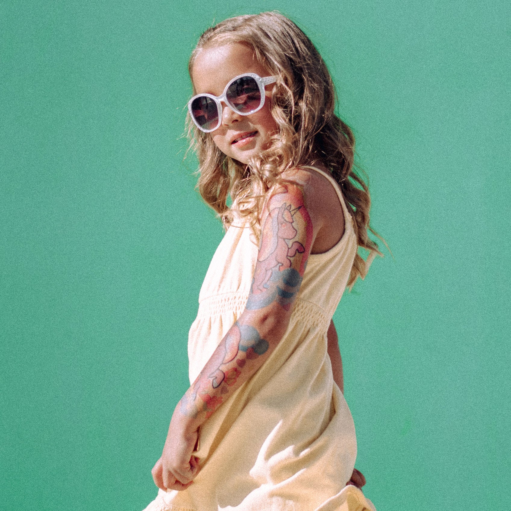 Rainbows and Unicorns Full Sleeve Tattoo - full sleeve girl girls Girly Designs Heart Hearts Live my little pony Rainbow Rainbows temporary tattoo unicorn Unicorns watercolor full sleeve temporary tattoo for kids