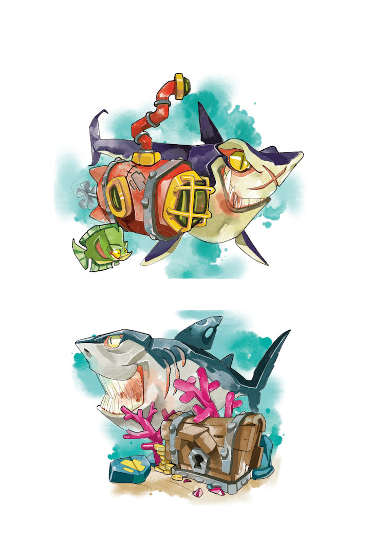 Shark Attack Full Sleeve Tattoo - full sleeve great white great white shark jaws ocean sea sea life shark Sharks Uncl Paul full sleeve temporary tattoo for kids