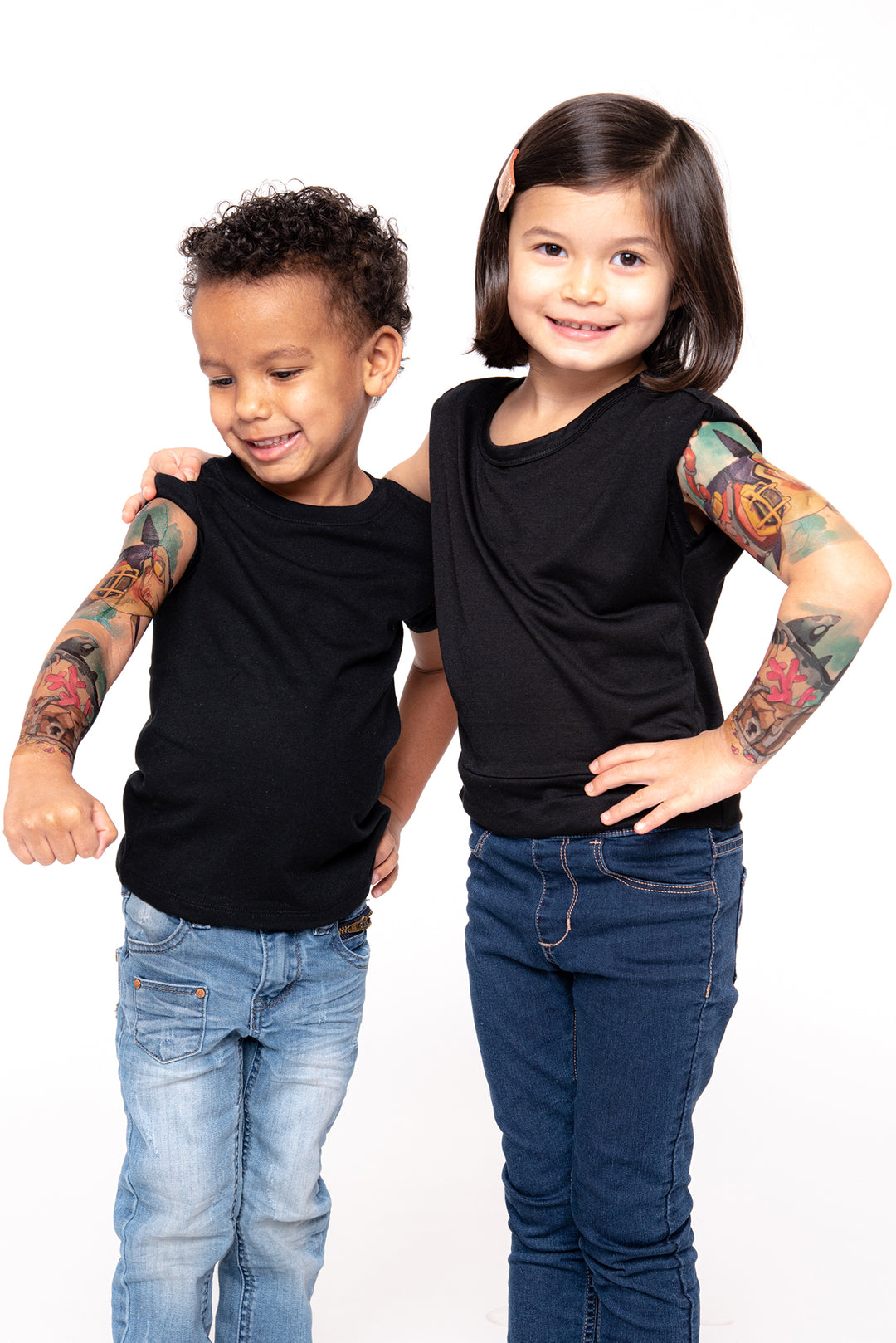 Shark Attack Full Sleeve Tattoo - full sleeve great white great white shark jaws ocean sea sea life shark Sharks Uncl Paul full sleeve temporary tattoo for kids