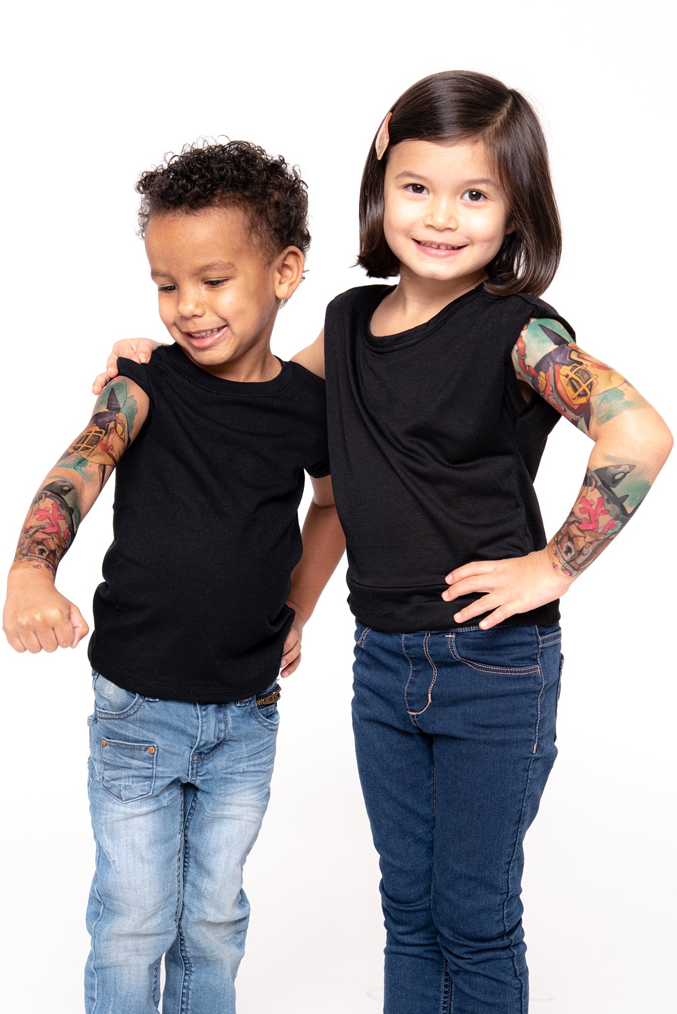 Shark Attack Full Sleeve Tattoo - full sleeve great white great white shark jaws ocean sea sea life shark Sharks Uncl Paul full sleeve temporary tattoo for kids